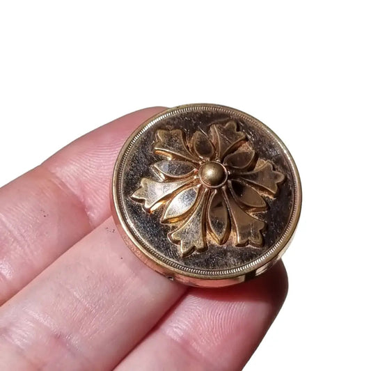 Broche redondo vintage francés victoriano para mujer botón de oro pin delicado