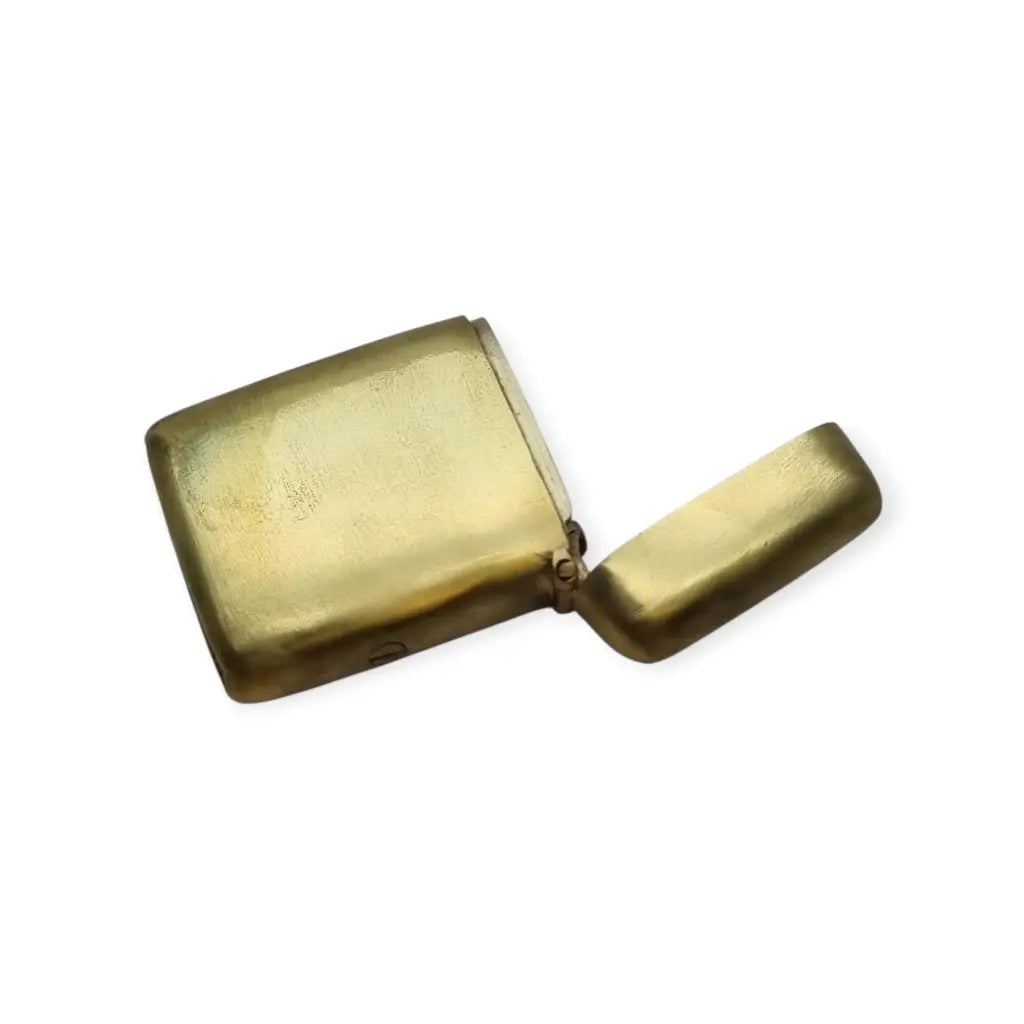 Cerillera antigua de latón grabado con loro Caja fósforos vintage años 40 50