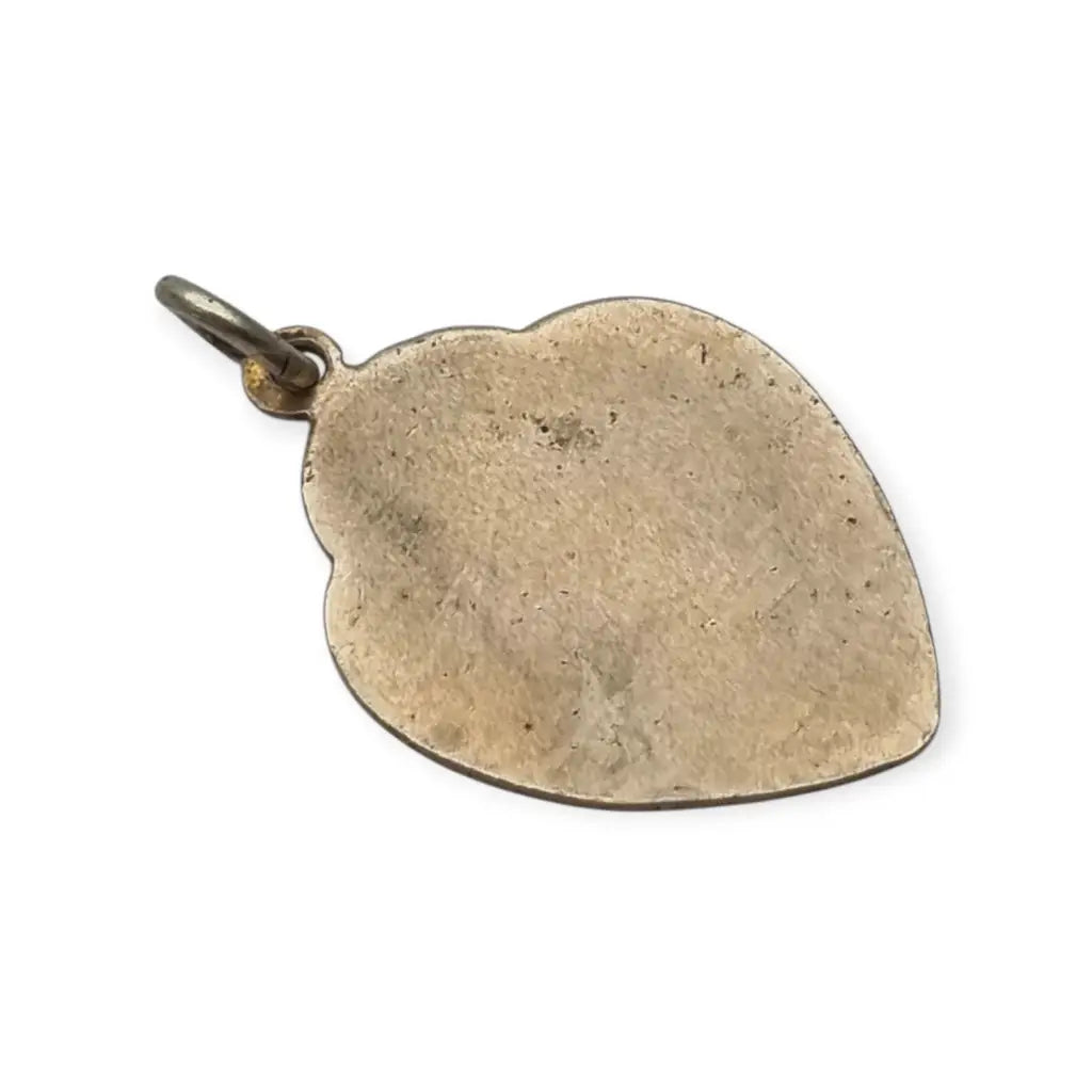 Colgante antiguo religioso en metal con esmalte pintado Virgen Niño siglo