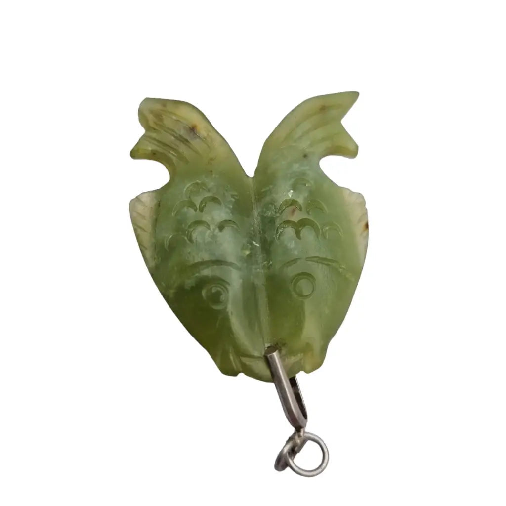 Colgante carpa koi de doble pez dije jade vintage con tallado en ambos