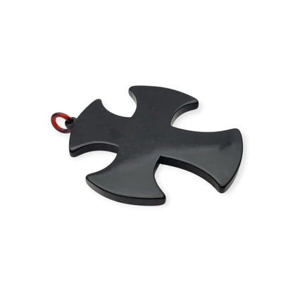 Colgante cruz art déco con incrustaciones y strass baquelita grabada años