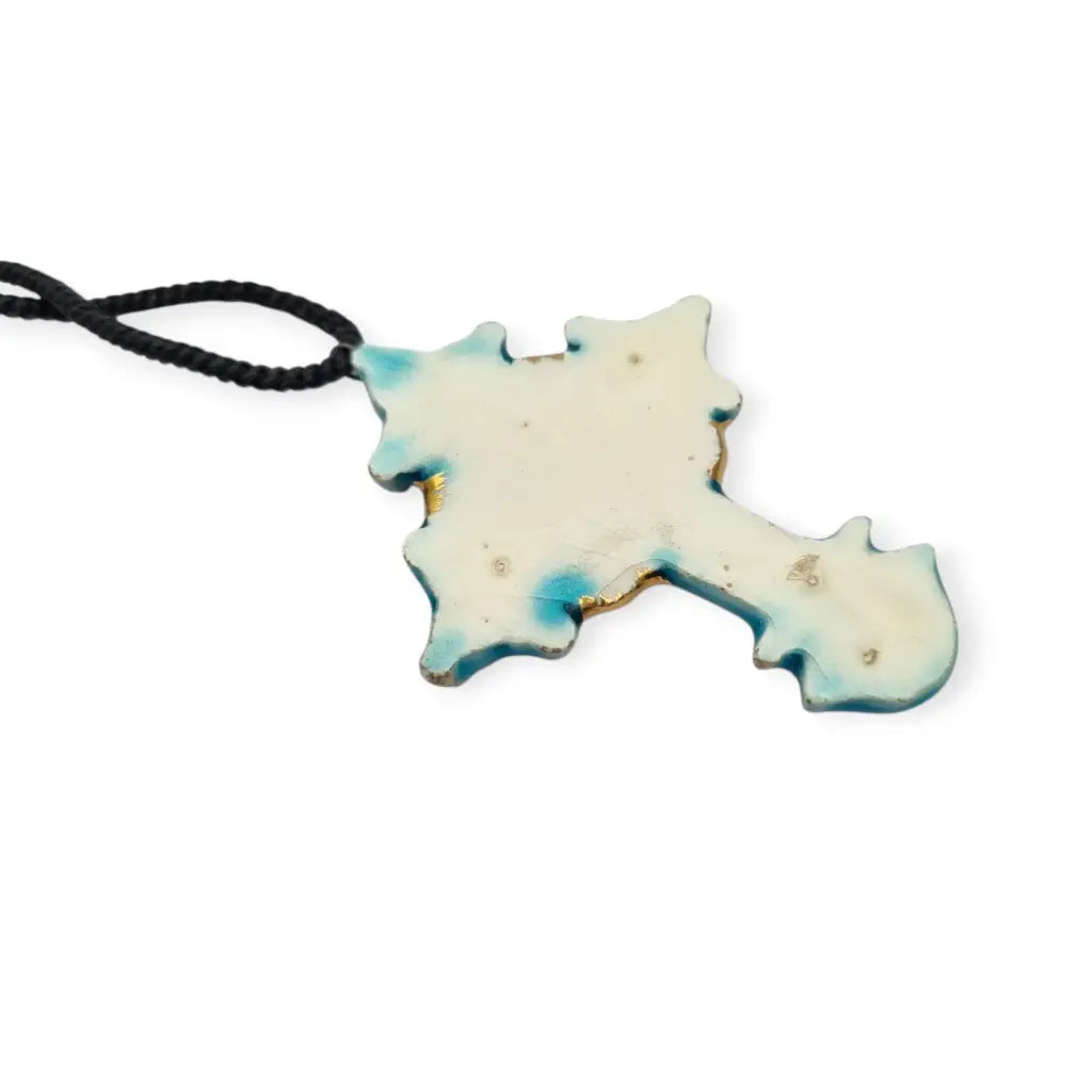 Colgante cruz esmaltada azul y dorado colgante religioso vintage francés d elos