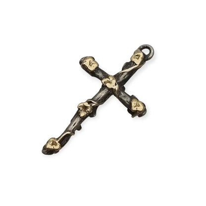Colgante cruz con vid en plata y oro regalos religiosos vintage de los años