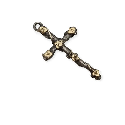 Colgante cruz con vid en plata y oro regalos religiosos vintage de los años