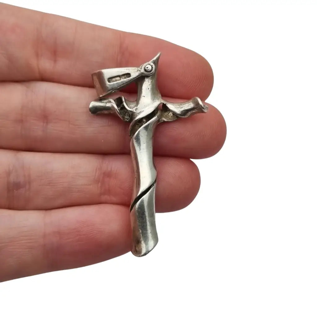 Colgante cruz vintage en plata diseño retorcido pieza singular de colección
