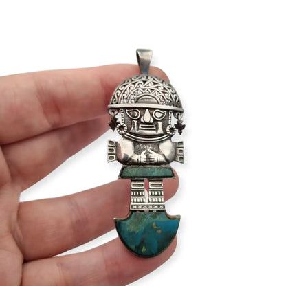 Colgante Tumi de plata y turquesa joyeria étnica peruana andina regalos boho.