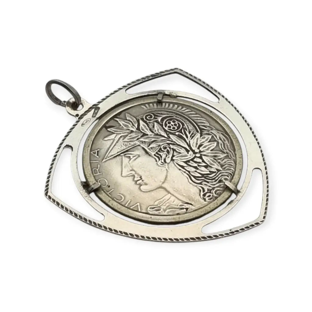 Colgante Victoria de plata 800 joyeria italiana vintage estilo modernista.
