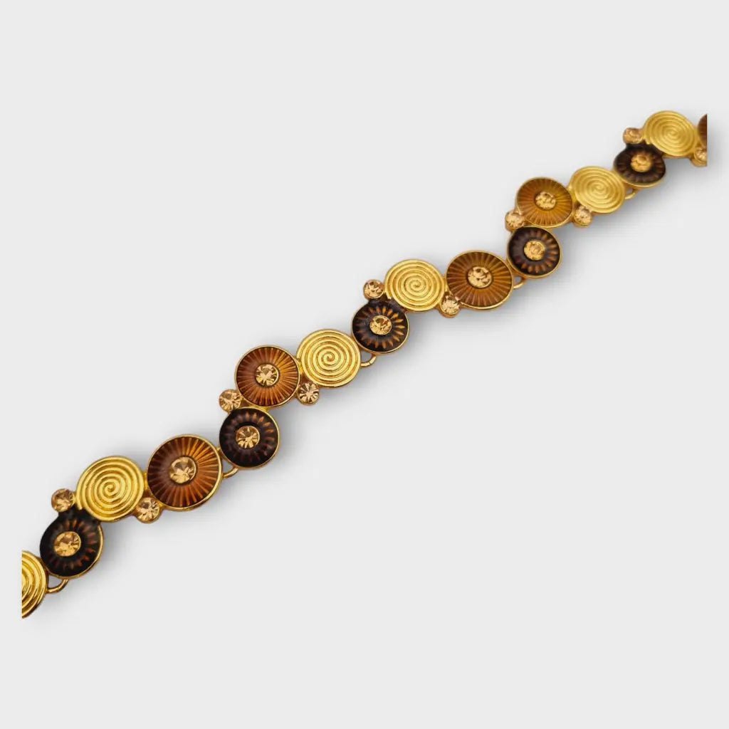 Collar dorado con esmalte y pedrería para mujer gargantilla en tonos marrones