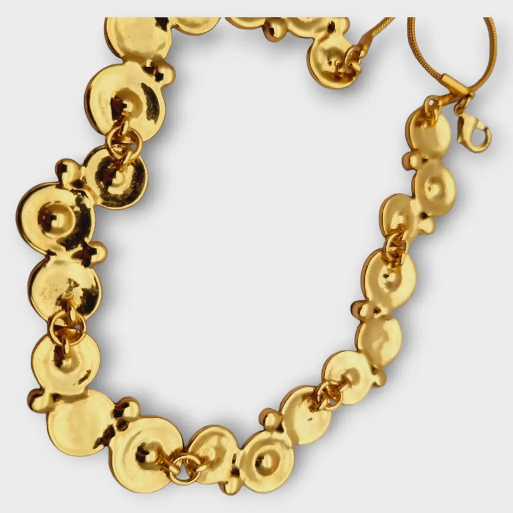 Collar dorado con esmalte y pedrería para mujer gargantilla en tonos marrones