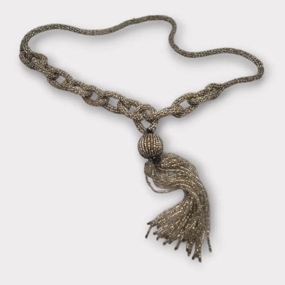 Collar de eslabones cuentas vintage con borla década 1920 mujer estilo