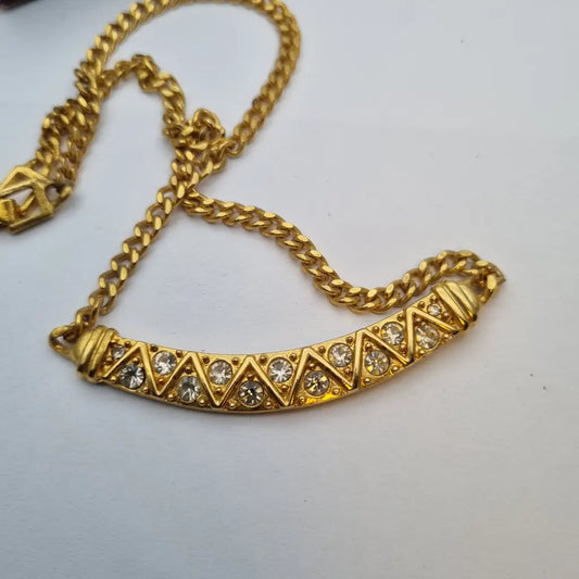 Collar de oro para mujer gargantilla con pedrería estilo años 80. Gargantilla