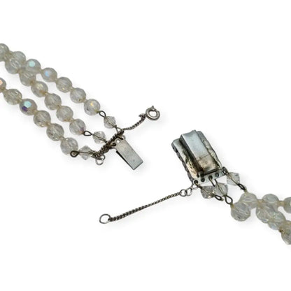 Collar vintage con cuentas de cristal facetado aurora boreal y cierre