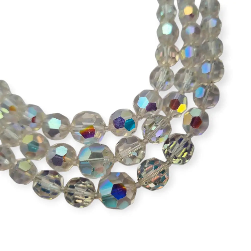 Collar vintage con cuentas de cristal facetado aurora boreal y cierre