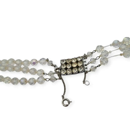 Collar vintage con cuentas de cristal facetado aurora boreal y cierre