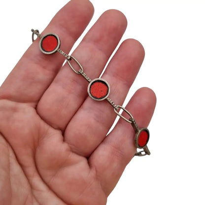 Pulsera de plata pulsera vintage para mujer joyería esmalte