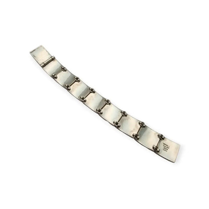 Conjunto Art Decó geométrico mexicano en plata 950 y ónix: Collar pulsera