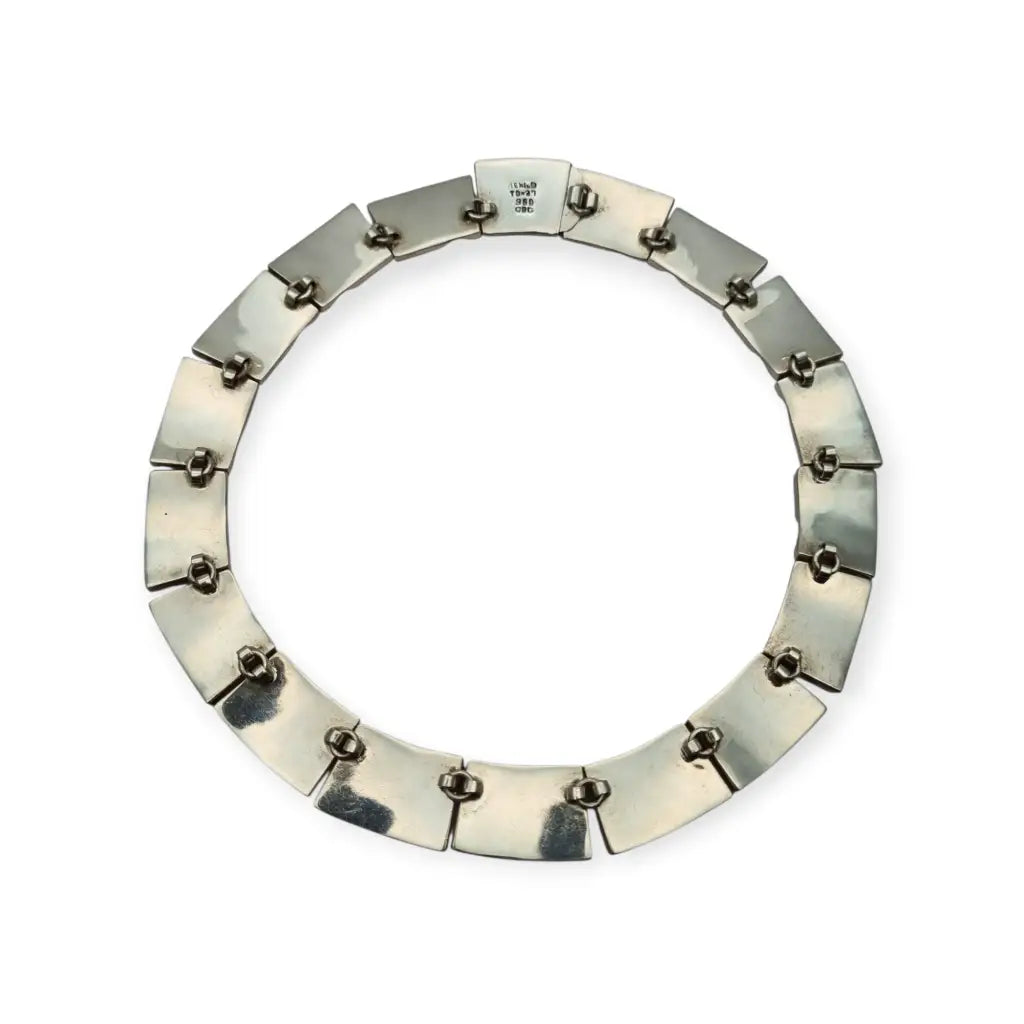 Conjunto Art Decó geométrico mexicano en plata 950 y ónix: Collar pulsera
