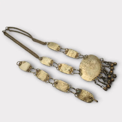 Conjunto de collar y pulsera metal étnico bohemio con detalles en negro