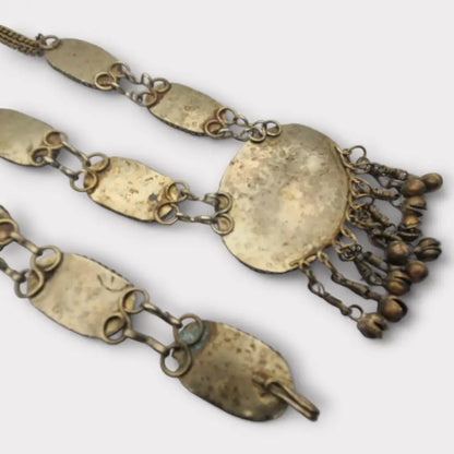 Conjunto de collar y pulsera metal étnico bohemio con detalles en negro