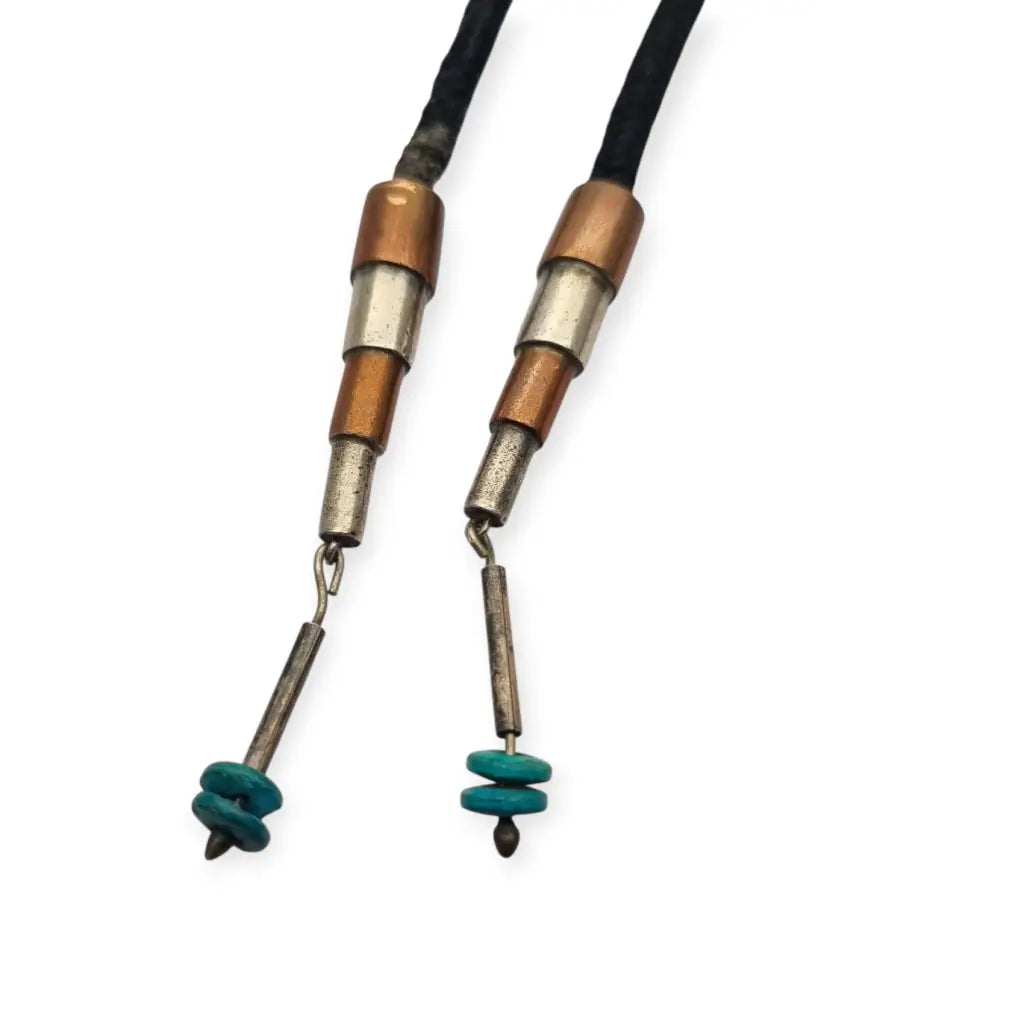 Corbata bolo mexicana en plata.925 y madera metales mixtos Piedra Negra