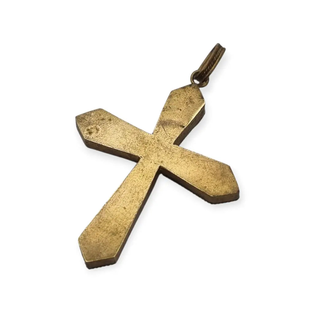 Cruz antigua de micromosaico floral en vidrio Colgante italiano Circa