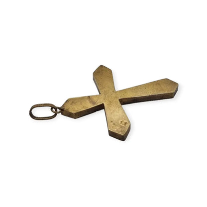 Cruz antigua de micromosaico floral en vidrio Colgante italiano Circa