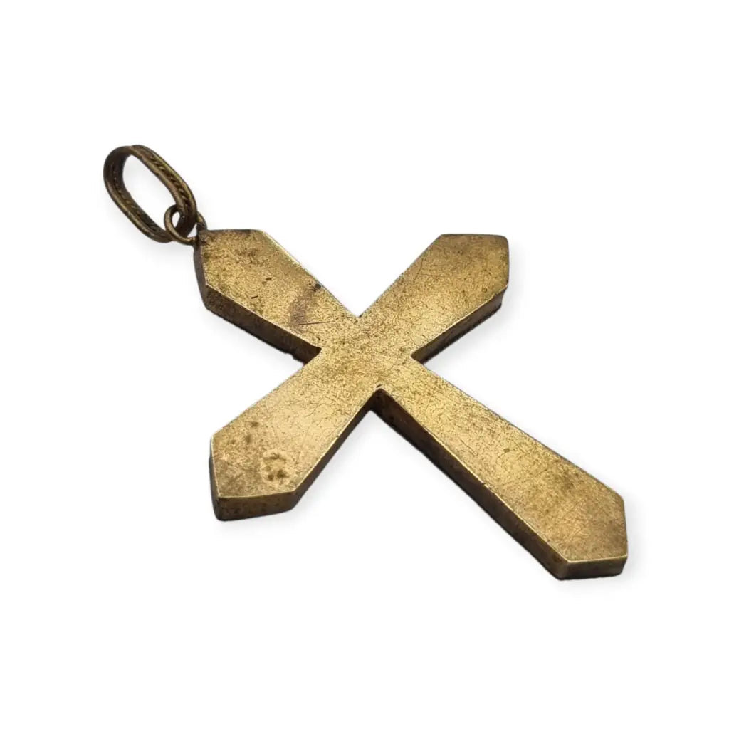 Cruz antigua de micromosaico floral en vidrio Colgante italiano Circa