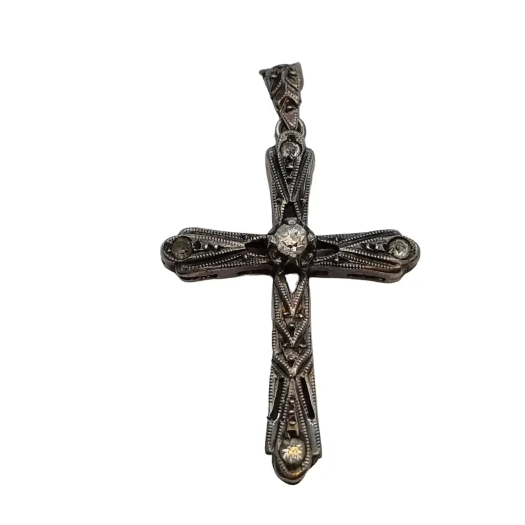 Cruz Art Deco joyas religiosas de plata regalos para mujeres católicas colgante