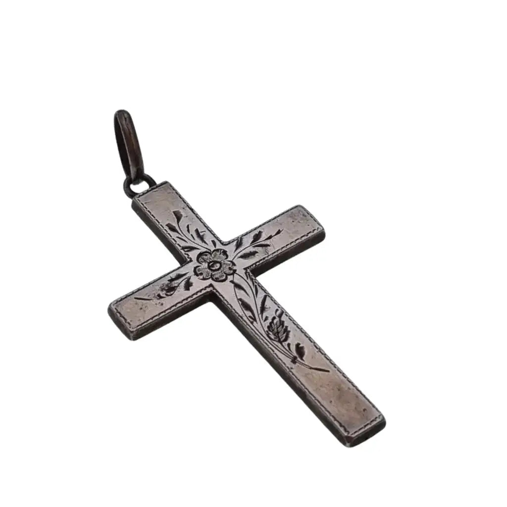 Colgante de cruz plata Montserrat para mujer colgante floral