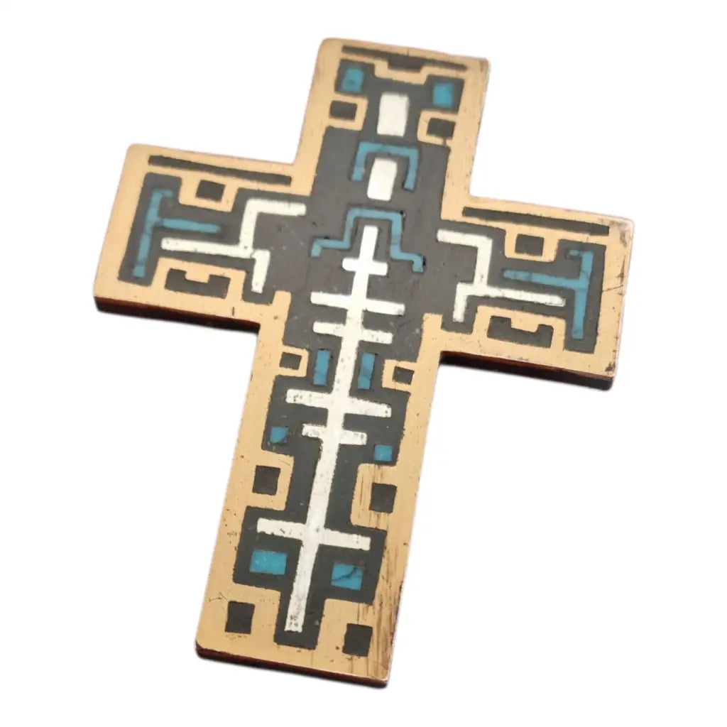 Cruz firmada Cecilia Toño hecho en mexico de plata 925 y metales mixtos