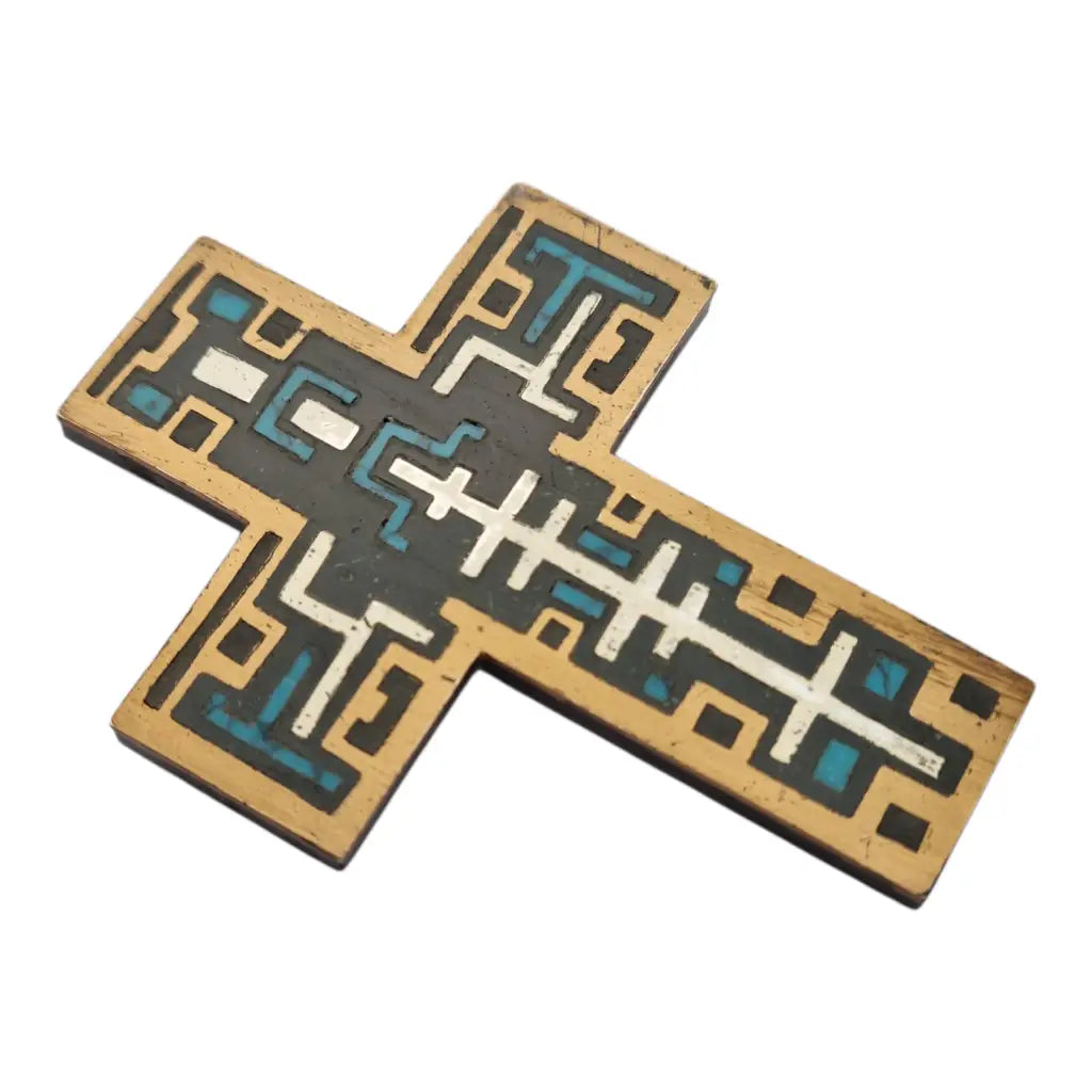 Cruz firmada Cecilia Toño hecho en mexico de plata 925 y metales mixtos