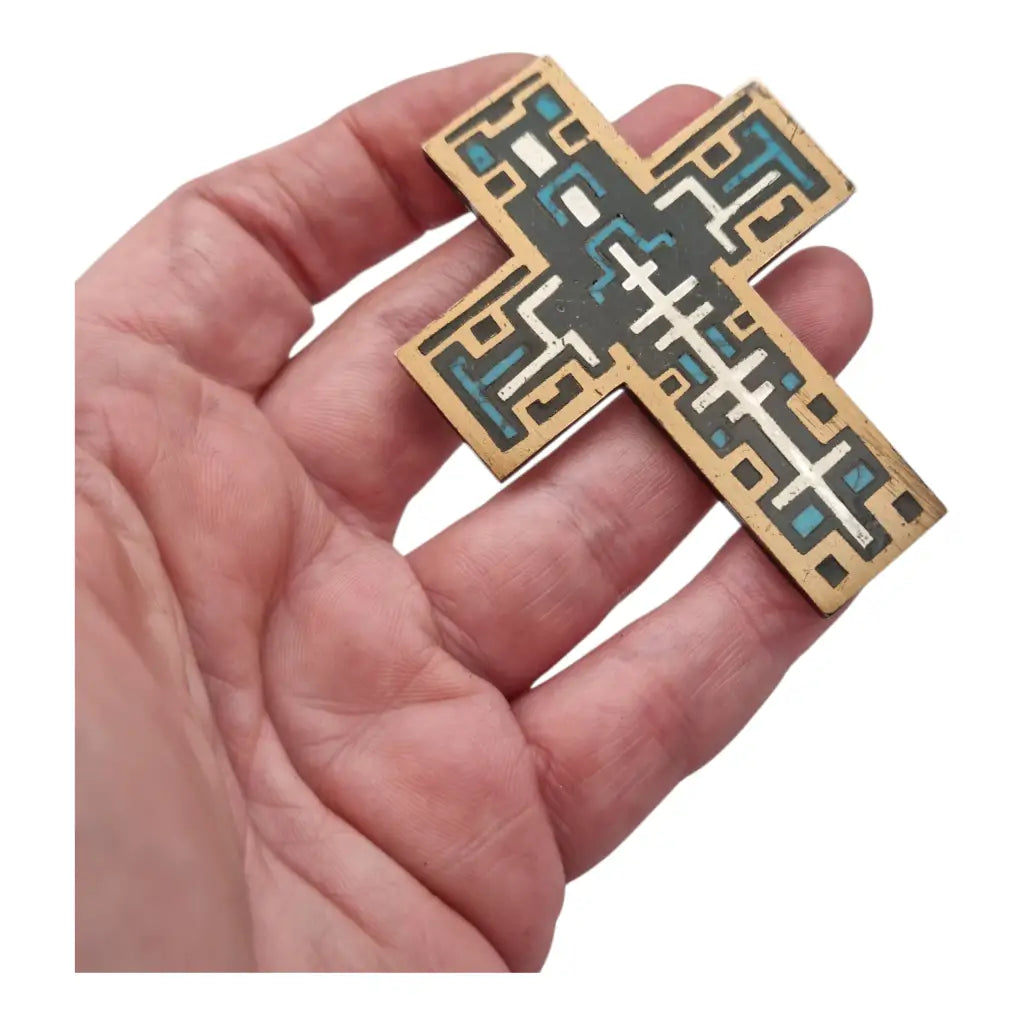 Cruz firmada Cecilia Toño hecho en mexico de plata 925 y metales mixtos