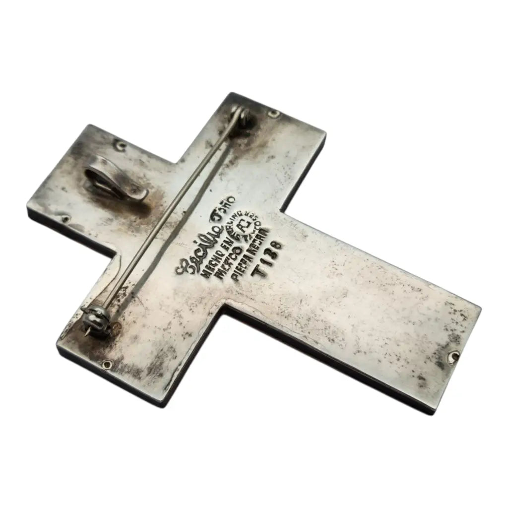 Cruz firmada Cecilia Toño hecho en mexico de plata 925 y metales mixtos