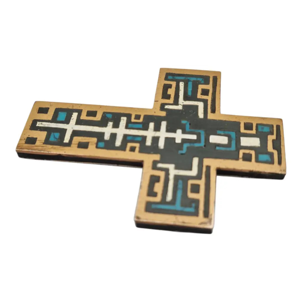 Cruz firmada Cecilia Toño hecho en mexico de plata 925 y metales mixtos