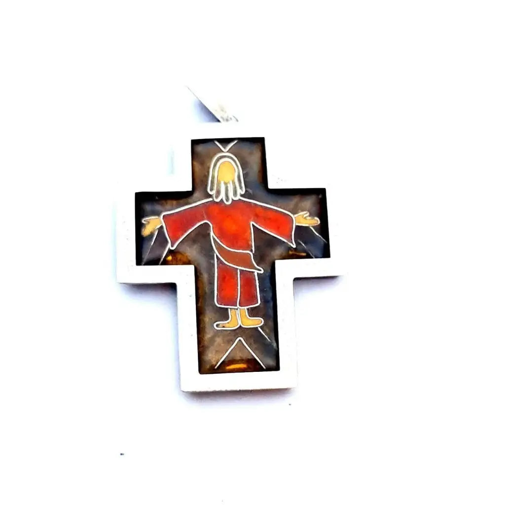 Cruz de plata. cruz antigua esmalte joyas esmalte. Joyería religiosa