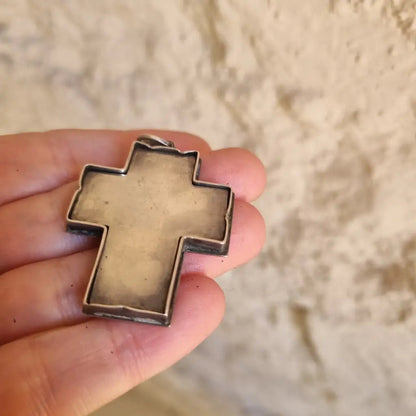 Cruz de plata. cruz antigua esmalte joyas esmalte. Joyería religiosa