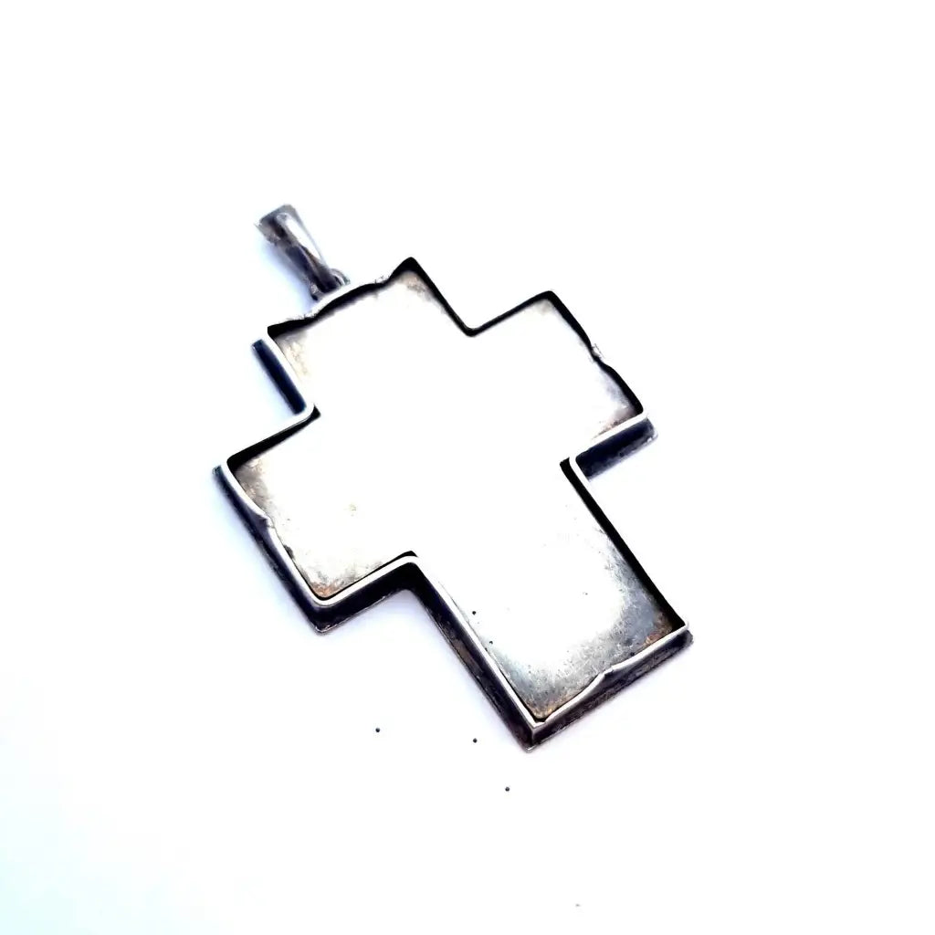 Cruz de plata. cruz antigua esmalte joyas esmalte. Joyería religiosa