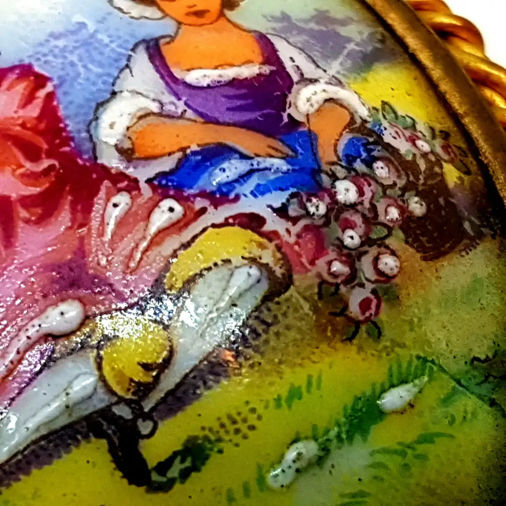 Broche de Limoges vintage pin francés porcelana Francia