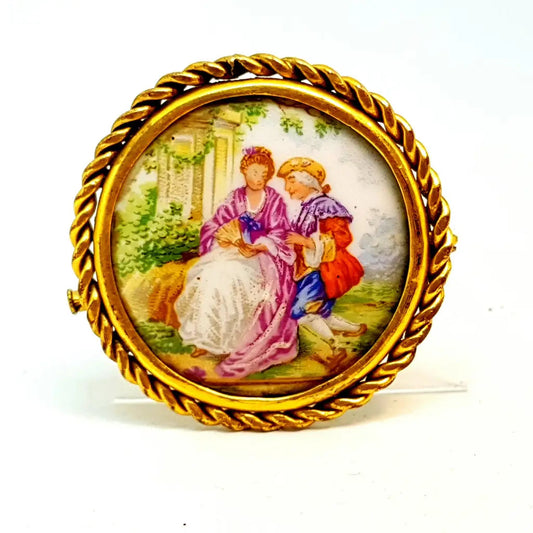 Broche vintage broche de Limoges francés porcelana Limoges.