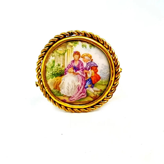 Broche vintage broche de Limoges francés porcelana Limoges.