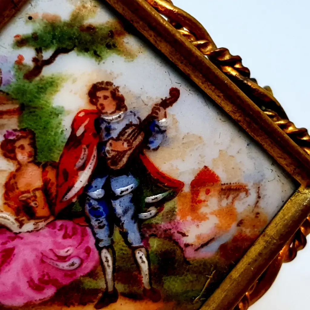 Broche vintage de Limoges francés porcelana Limoges.