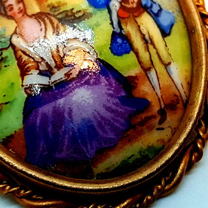 Broche de Limoges vintage pin francés porcelana Francia