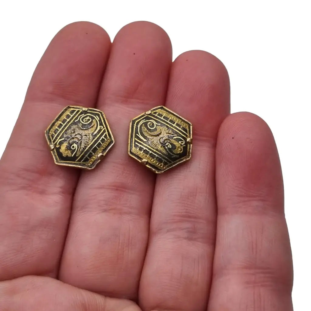 Oro toledano gemelos damasquinados complementos vintage Regalos