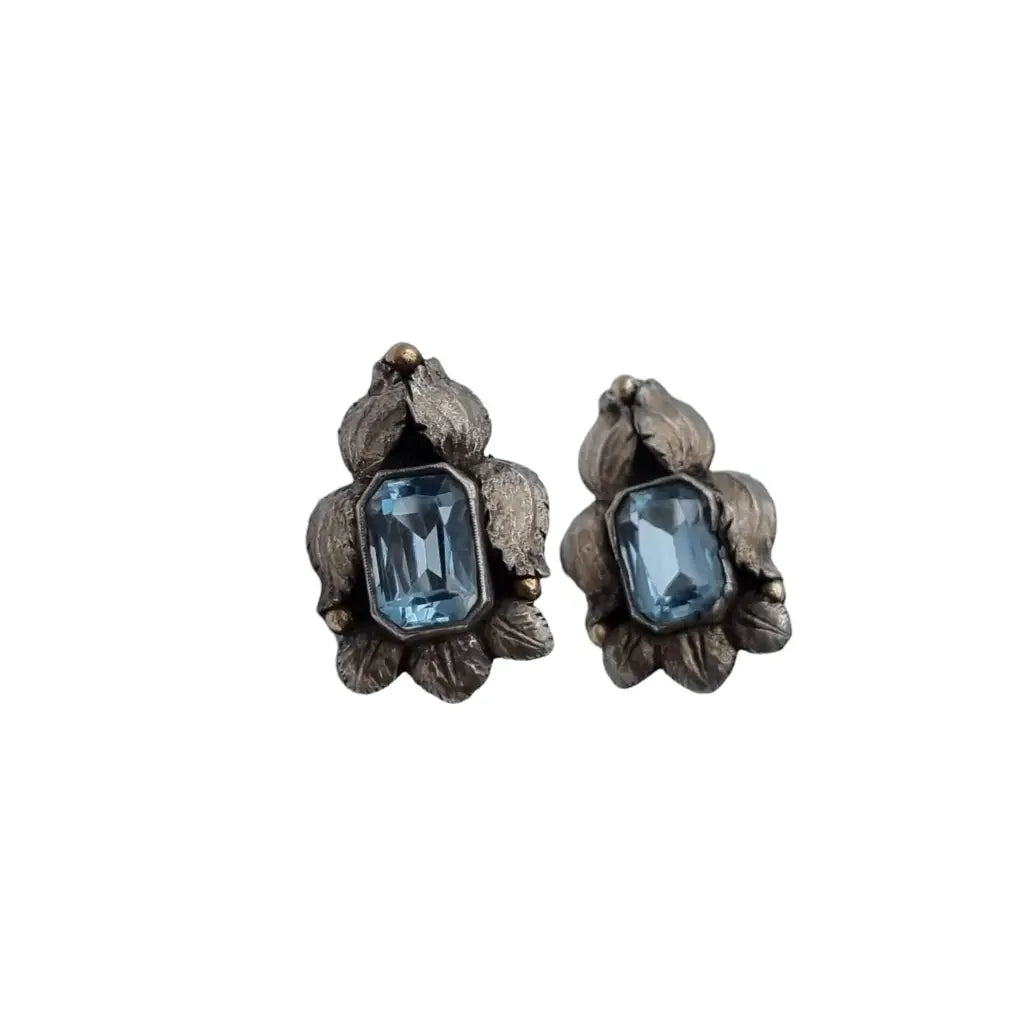 Pendiente azul art deco pendientes de plata vintage