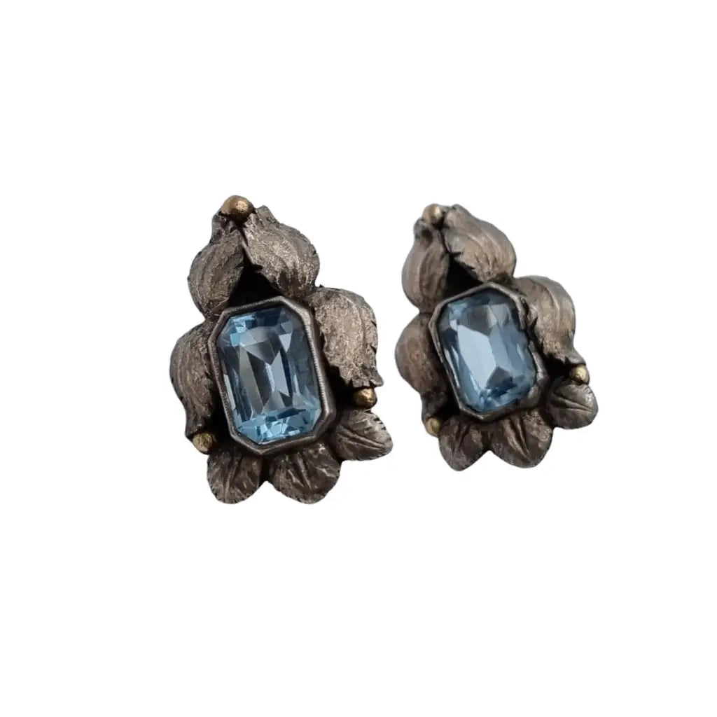 Pendiente azul art deco pendientes de plata vintage deco.