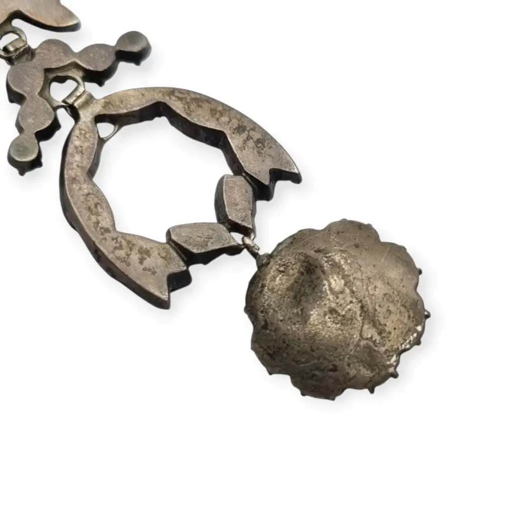 Excepcional broche victoriano de plata y cristal blanco elegante estilo