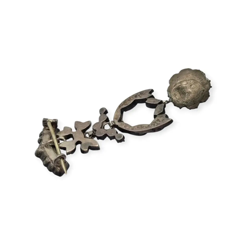 Excepcional broche victoriano de plata y cristal blanco elegante estilo