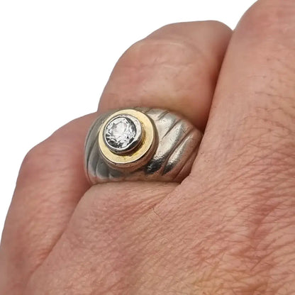 Anillo de plata para mujer circón blanco mamá anillo diseño con vistas