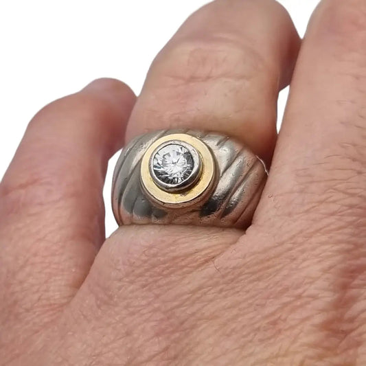 Anillo de plata para mujer circón blanco mamá anillo diseño con vistas