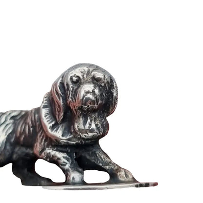 Figura perro plata vintage miniatura contrastada figura